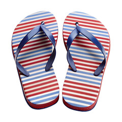 Flip Flops with Red White and Blue Stripes Isolated on Transparent Background