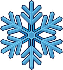 Stunning Blue Snowflake Illustration - Ice Crystal, Frozen Winter Art, Frost Pattern, Chilly Seasonal Graphic, Intricate Symmetrical Design, Cold Weather Element, Decorative Six-Sided Snowflake Shape