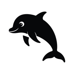 Playful Dolphin Cheerful Ocean Vector Silhouette
