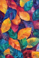 Obraz premium Vibrant autumn leaves in a colorful array