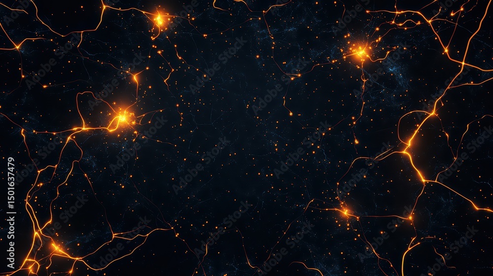 Aufkleber abstract dark background with glowing orange lines and sparkles creating a cosmic and energetic atmo