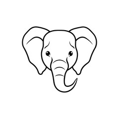 Vector illustration of cute African Elephant head line art illustration