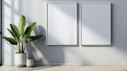 Minimalist home decor white frames plants