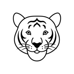 Vector illustration of cute Bengal Tiger head line art illustration