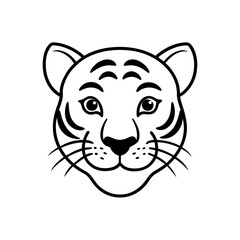 Vector illustration of cute Bengal Tiger head line art illustration