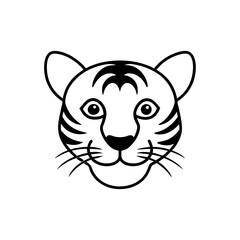 Vector illustration of cute Bengal Tiger head line art illustration