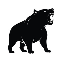 Roaring Bear Silhouette Vector Dominant Wild Animal Illustration