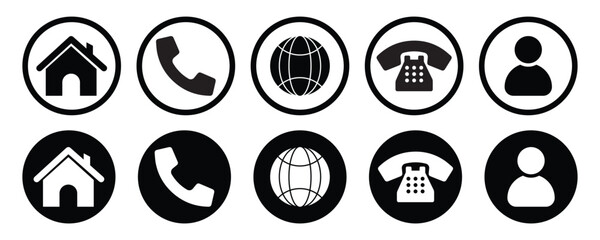 Contact and Web Icon Set – Social Media, Business, and Communication Symbols in Vector Format.