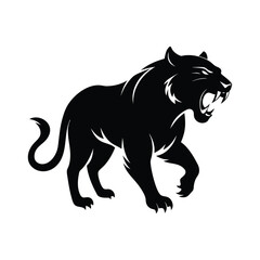 Roaring Tiger Silhouette Vector