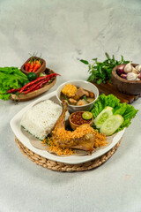 Chicken Leg Fish Food with kremesan sayur asem