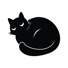 Sleeping Cat Peaceful Vector Silhouette