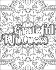 Gratitude Motivational Quote Coloring Page for Adults.
