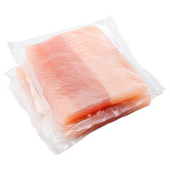 frozen fish fillet in plastic wrap transparent background 