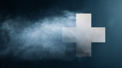 Obraz premium Medical cross transitioning to dust on clean background abstract concept in healthcare digital art environment