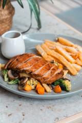 Western food in the restaurant