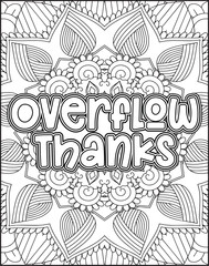 Gratitude Motivational Quote Coloring Page for Adults.