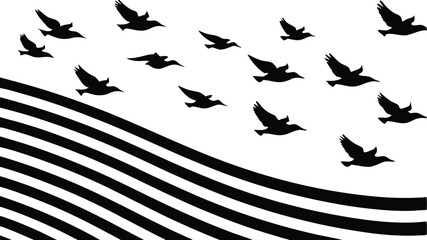 Fototapeta premium Silhouettes of Birds flock flying