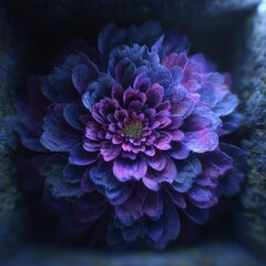 A close up of a purple flower
