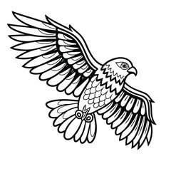 Symmetrical Stylized Owl Illustration – Intricate Black and White Mandala Line Art

