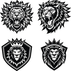 Majestic Lion Head Designs Roaring, Crowned, and Regal Illustrations