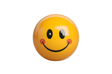Fototapeta premium Yellow smiley face ball happy emoji cheerful expression positive vibes isolated on black background photo in transparent background