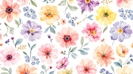 Abstract watercolor background with flowers