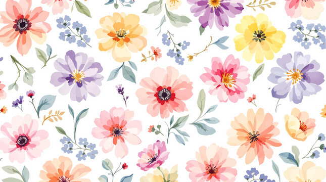 Fototapeta Abstract watercolor background with flowers