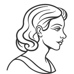 Black and White Line Art Portrait of Woman with Flowing Abstract Hair