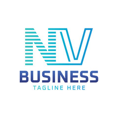 NV Logo Design. Sleek Modern Letter NV Logo for Business
