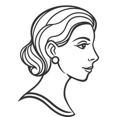 Bold Minimalist Outline Portrait of Woman with Wavy Hair
