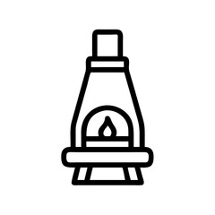Backyard firepit outdoor features line icon set Vector of kitchen, patio, fireplace, chimenea, pizza oven, firewood, propane tank, thin linear illustration.