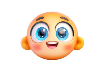 Obraz premium Cartoon emoji face with big eyes vector illustration for social media expression and communication design in transparent background
