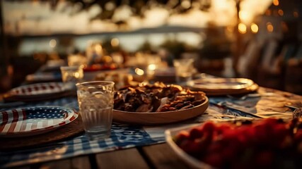 Festive outdoor meal patriotic table setting summer dinner party