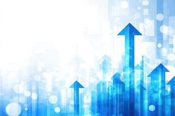 Abstract background with numerous upward-pointing blue arrows against a light blue and white backdrop.  A technological, modern and growth-oriented design
