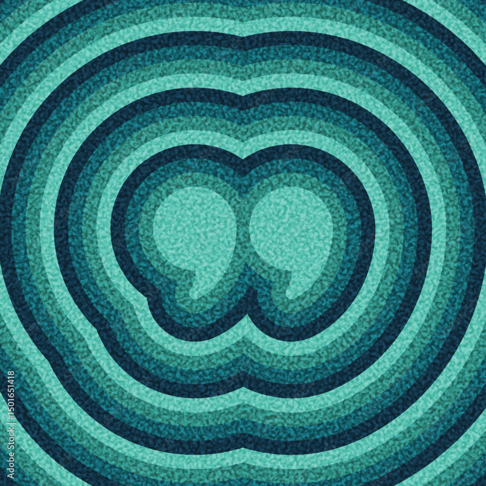 Poster turquoise quotation marks with layered ripple gradient pattern. vector illustration with modern and 