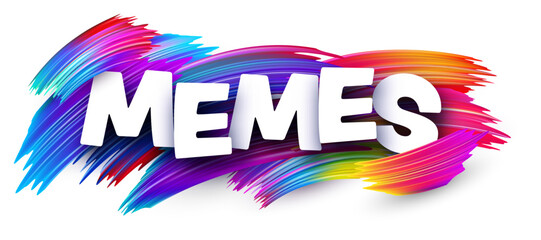 Bright MEMES lettering with paint strokes. Vector illustration perfect for crypto, internet culture, and digital media.