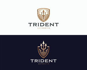 Vintage classic god trident deep sea for tattoo, seafood or sea product logo template