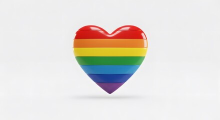 Rainbow Heart Pin Representing LGBTQ+ Pride Isolated on White Background
