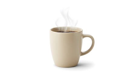 Obraz premium Ceramic Coffee Mug with Rising Steam on White Background