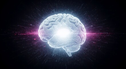 Illuminated Mind: A Glowing Brain Emitting Energy