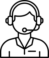 call center vector outline icon on white or transparent background