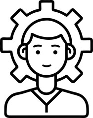 Obraz premium head with setting vector outline icon on white or transparent background