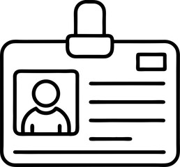 id card vector outline icon on white or transparent background