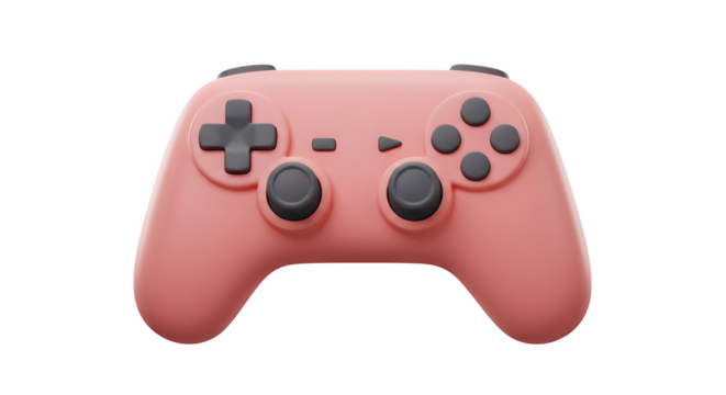 A close up shot of a pink video game controller on a black isolated background isolated on white background, tarensparent background, png, jpg,jpeg,  on transparent background
