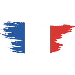 Abstract Grunge Brush Stroke French Flag Patriotic Design Element