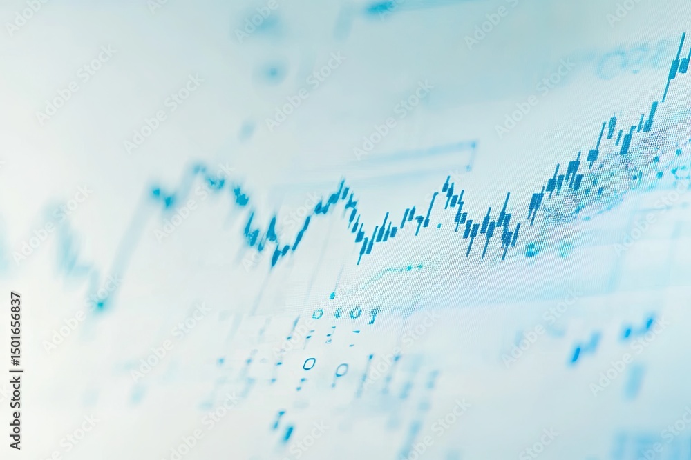 Aufkleber close-up of financial charts showing fluctuating trends. detailed stock market graphs with various d