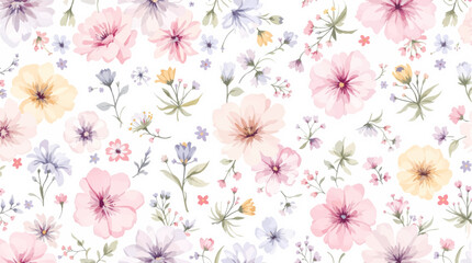Seamless floral pattern watercolor, Colorful watercolor flowers background