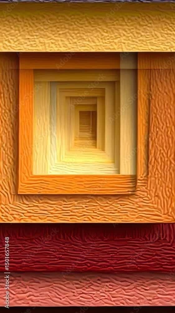 Poster Abstract layered paper composition with colorful textured rectangles creating visual depth