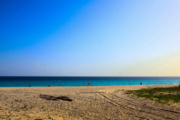 beautiful empty tropical beach at summer at dusk and sunset