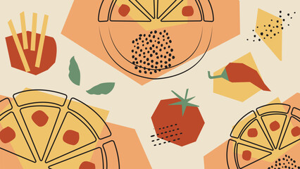 Pizza and Tomato Elements Background